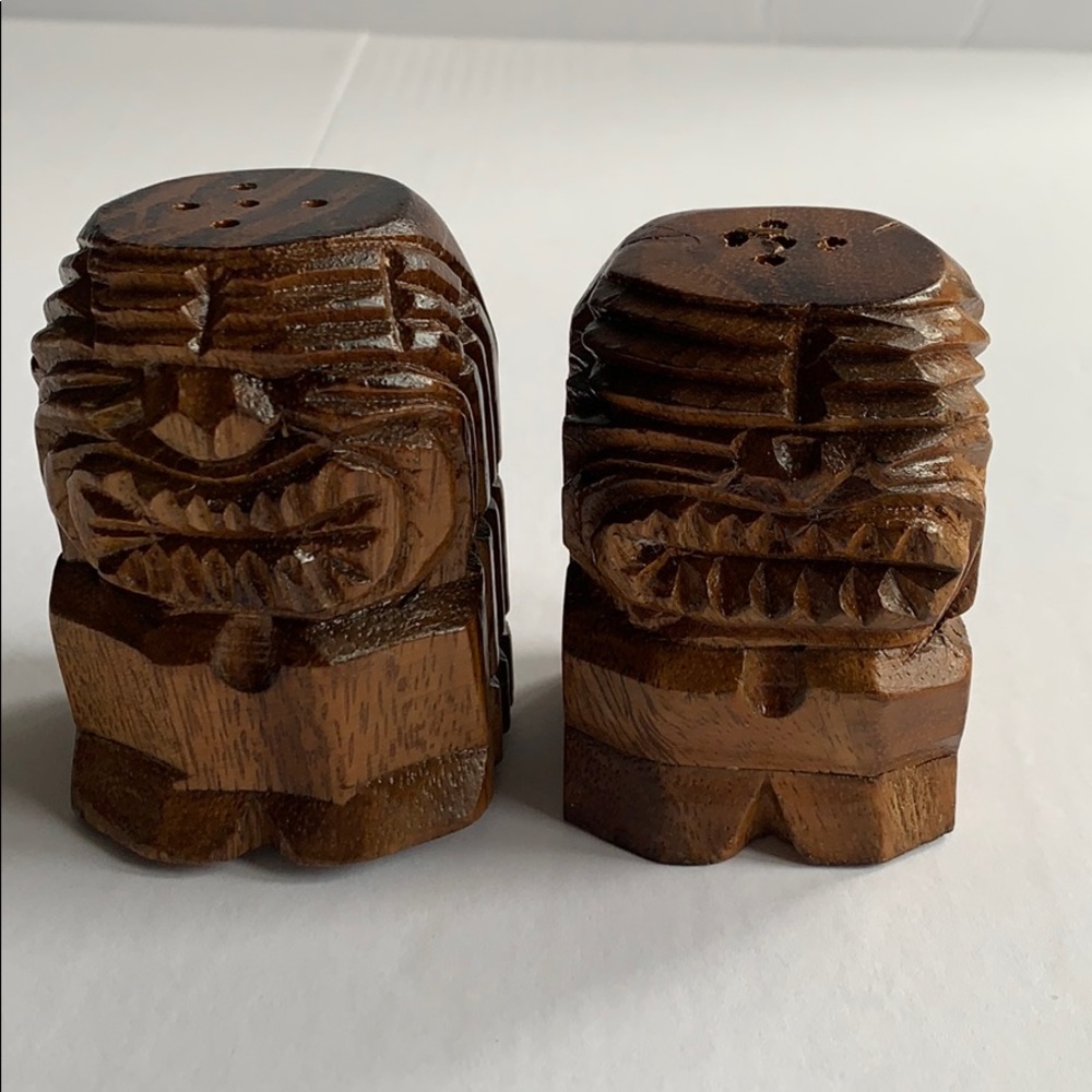Vintage Wood Tike Salt & Pepper Shakers